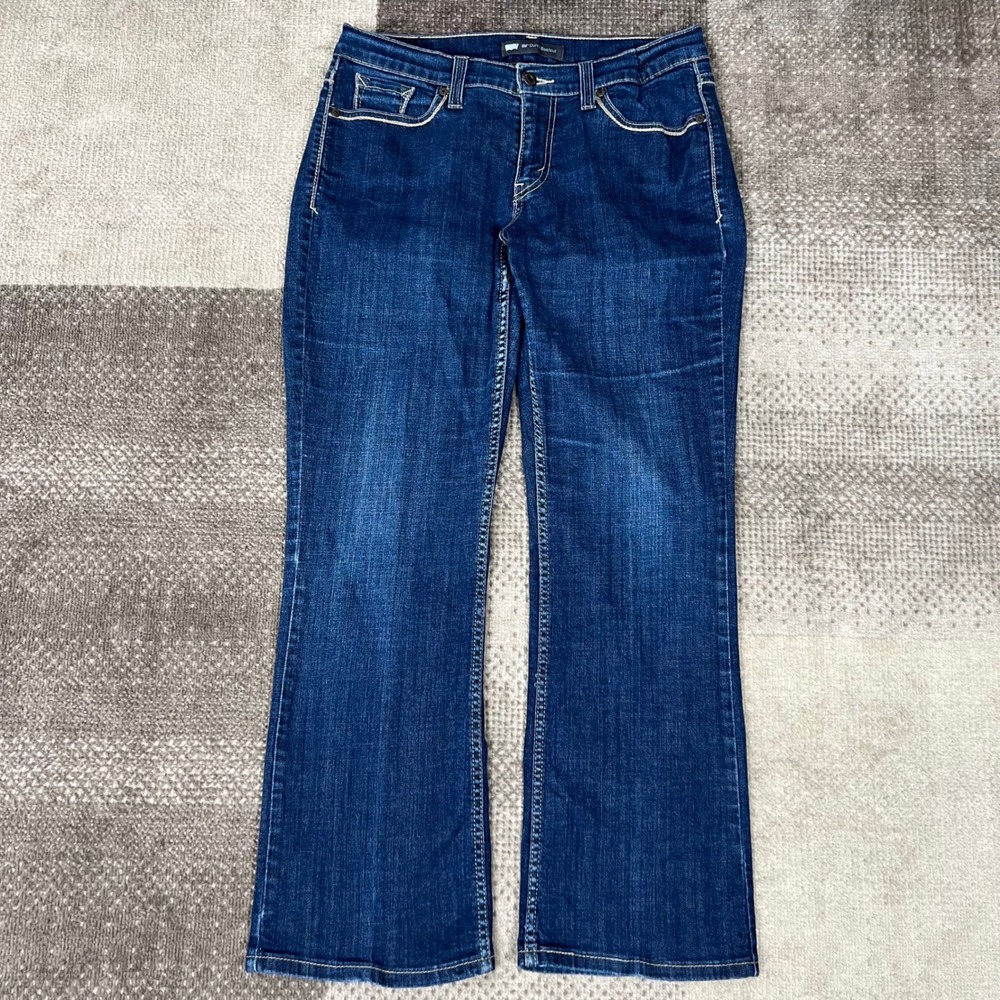 Levi's 529 Women's Curvy Bootcut Jeans Dark Wash Size 31X30 Whiskering Boho